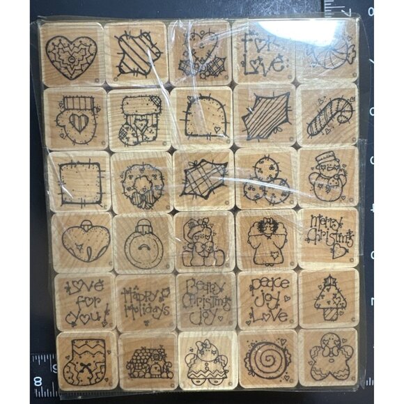 D.O.T.S. Christmas Rubber Stamp Set 30 Pcs With Holiday Christmas Winter - Picture 1 of 2
